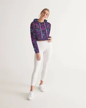 Trippy Psychedelic Purple Pink Women's Cropped Hoodie