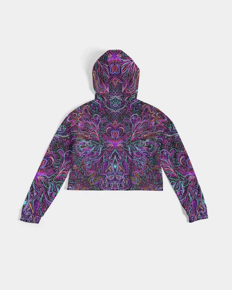 Trippy Psychedelic Purple Pink Women's Cropped Hoodie