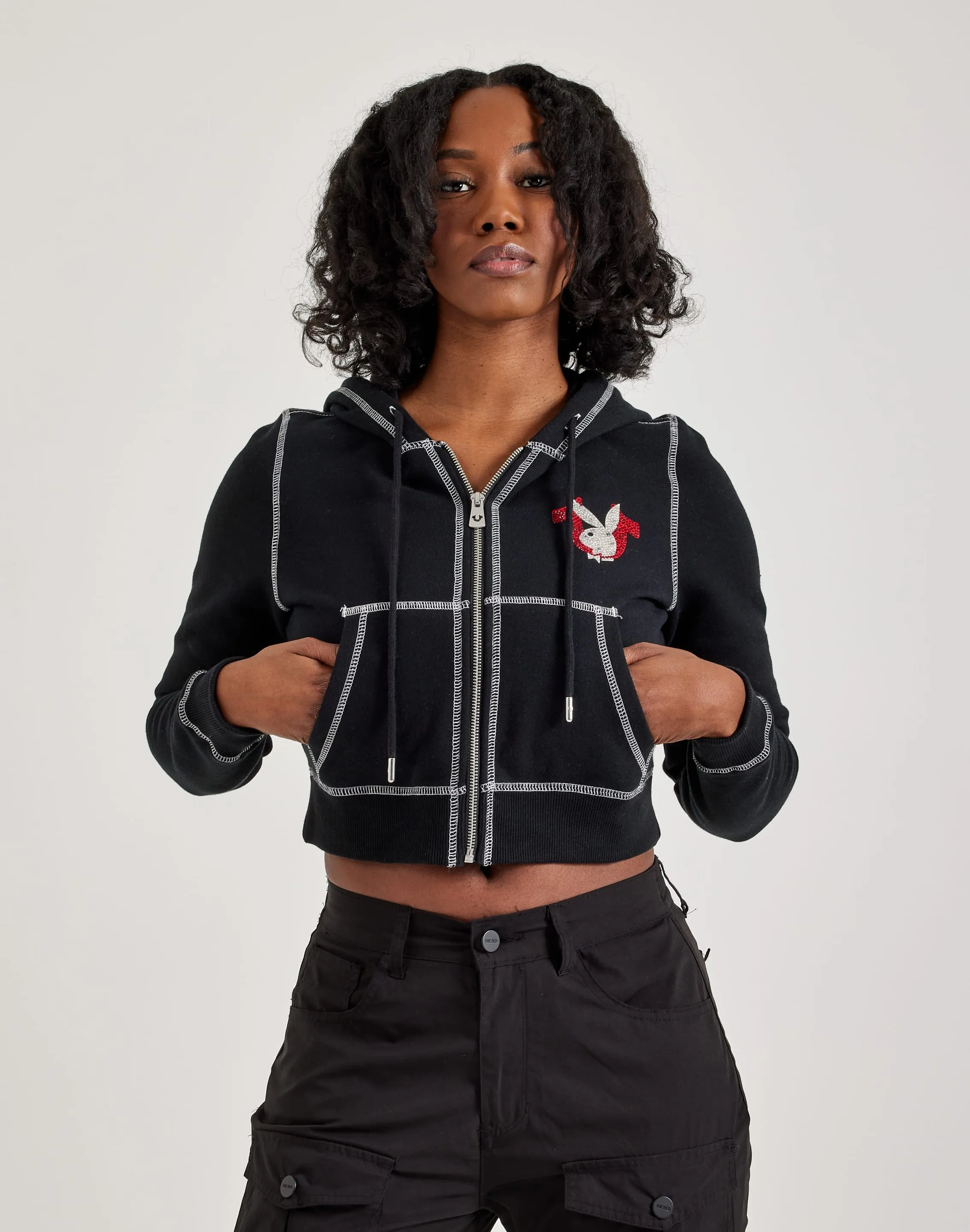 True Religion Playboy Crystal Zip Hoodie