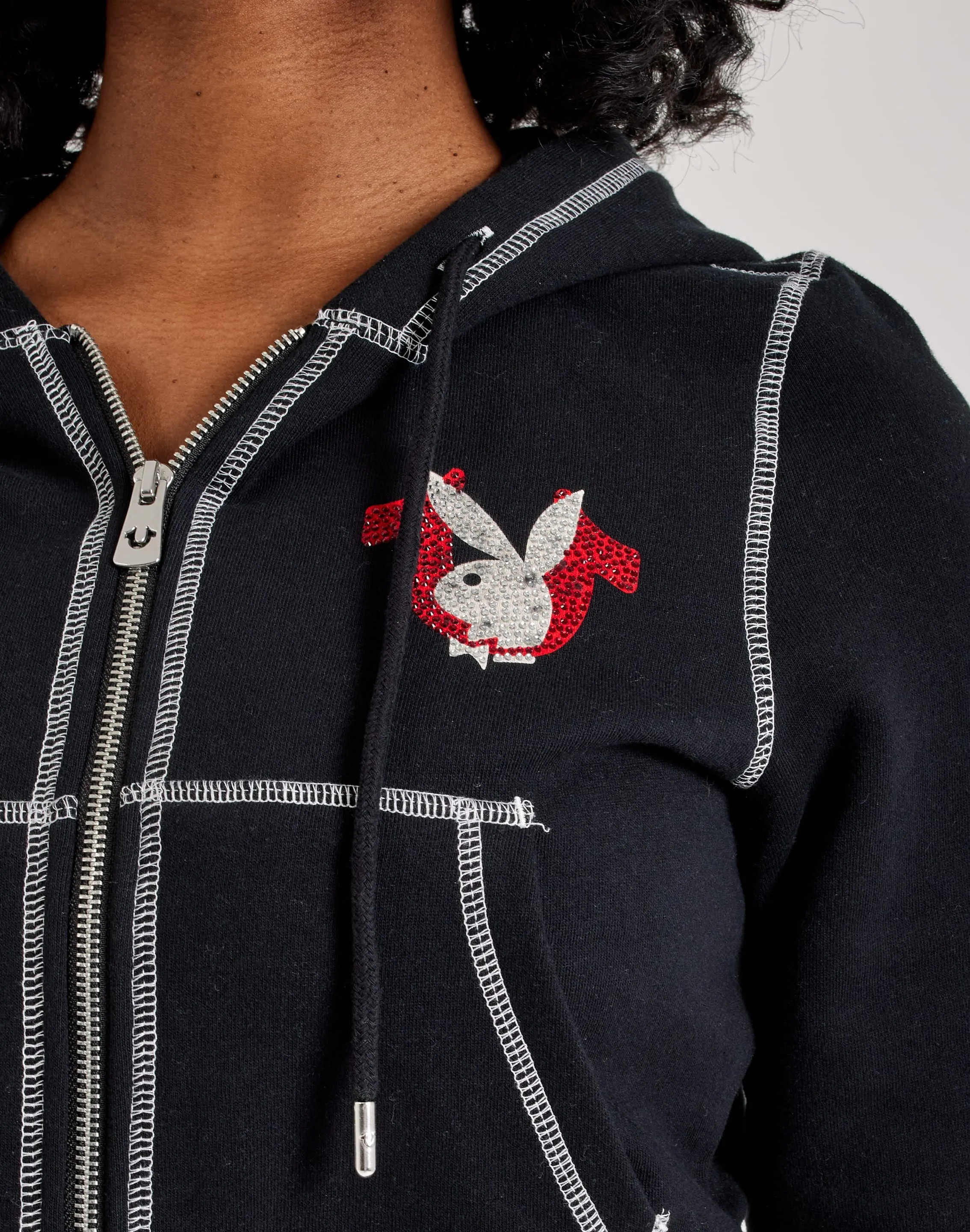 True Religion Playboy Crystal Zip Hoodie