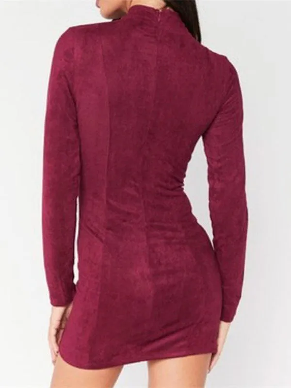 V-neck Irregular Straps Long-sleeved Sexy Slim Dress