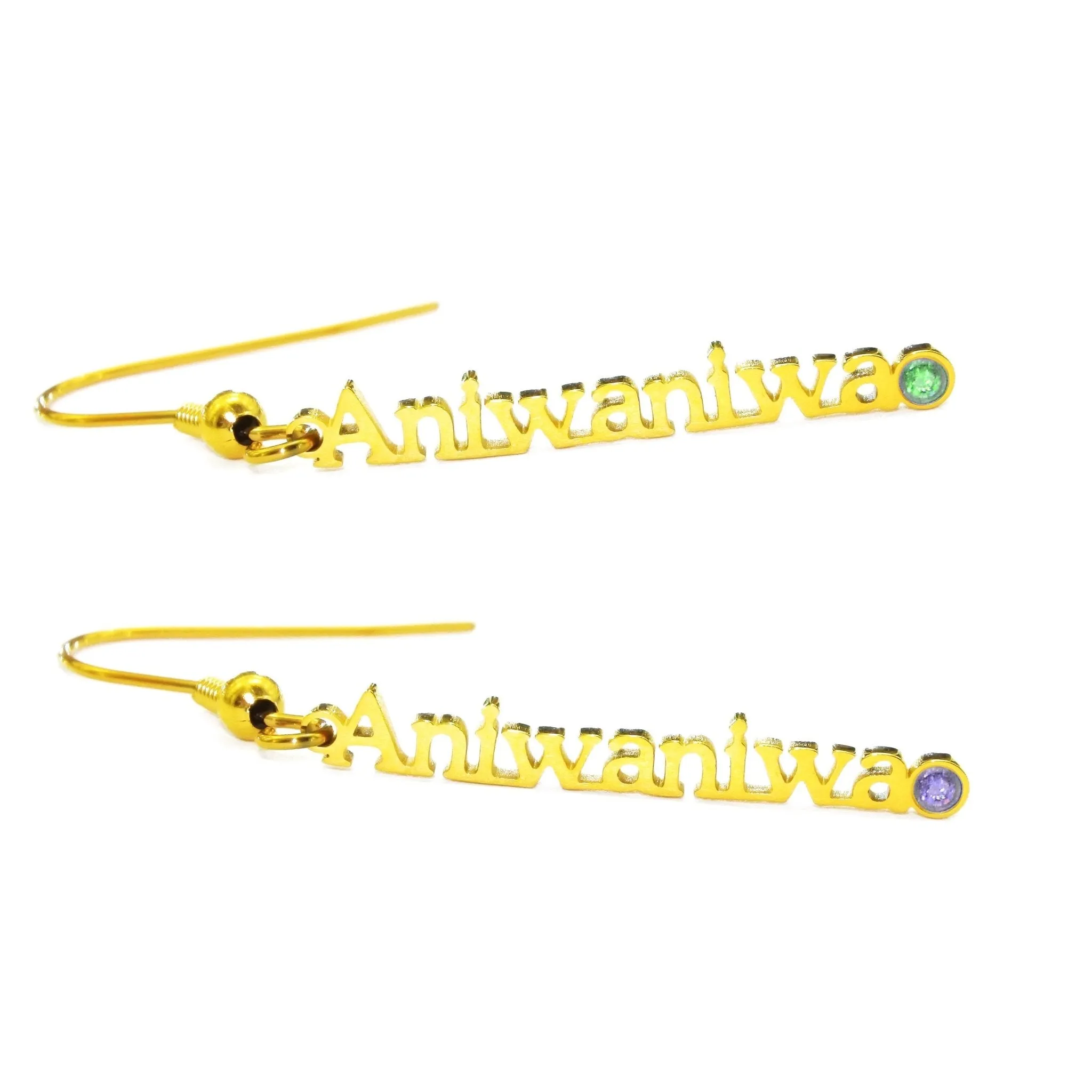 Vertical Name Earrings (Birthstones Optional)