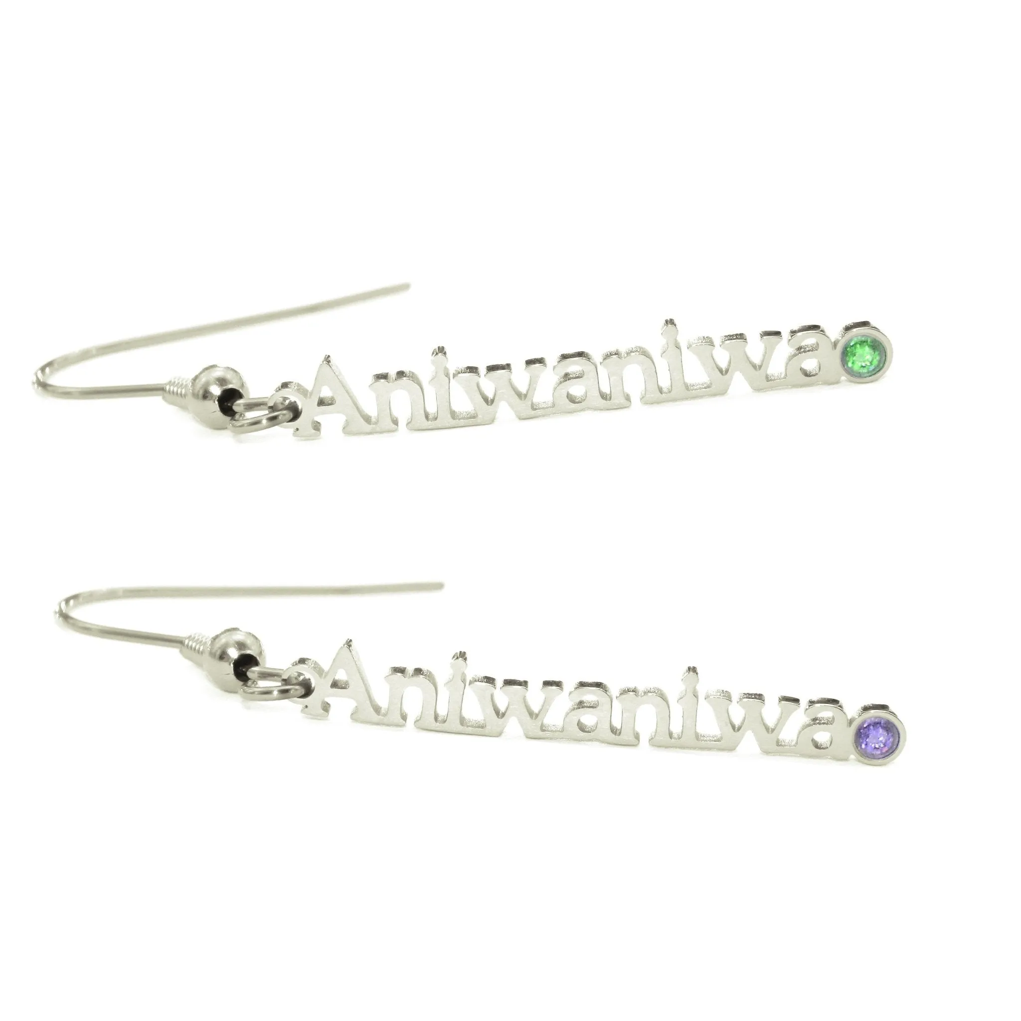 Vertical Name Earrings (Birthstones Optional)