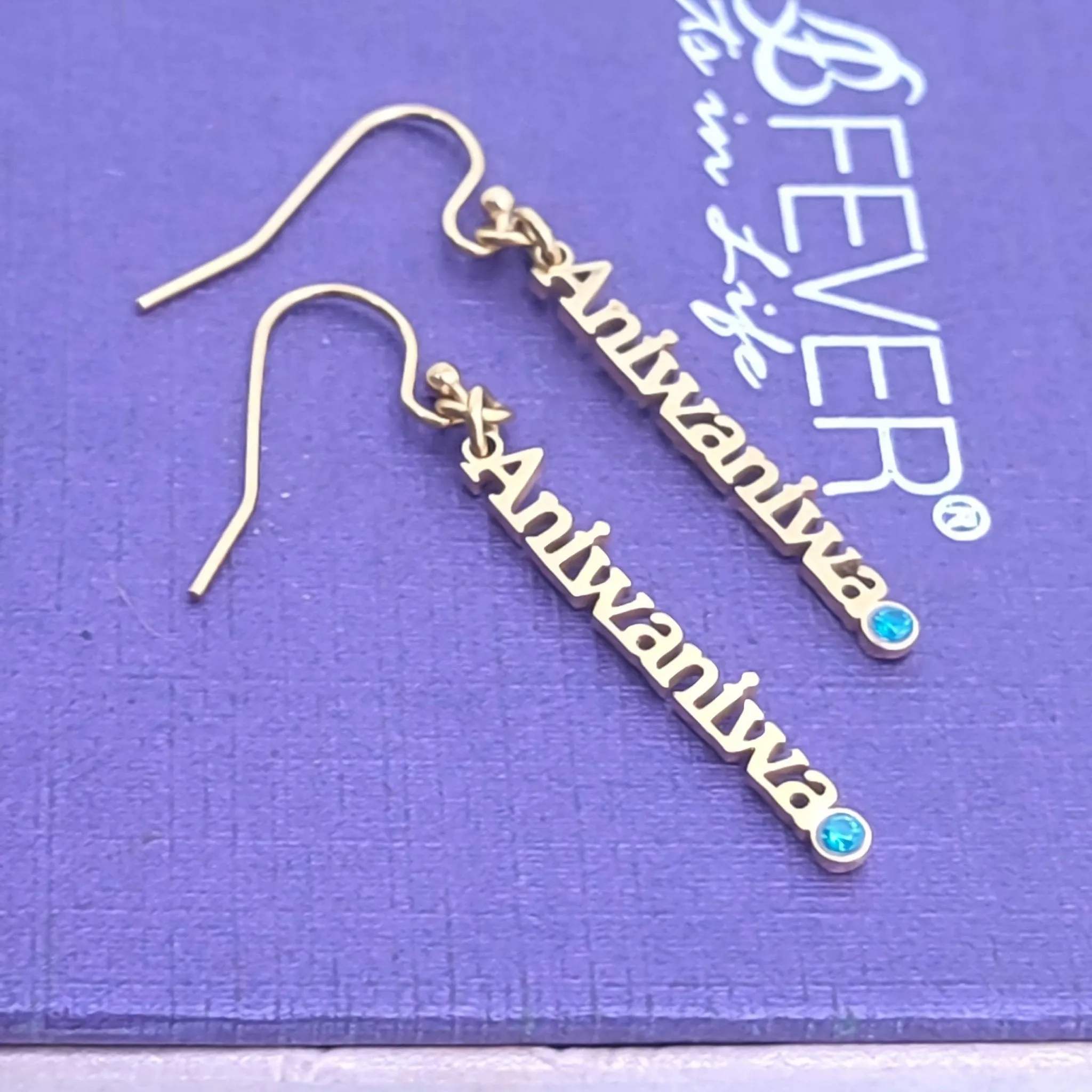 Vertical Name Earrings (Birthstones Optional)
