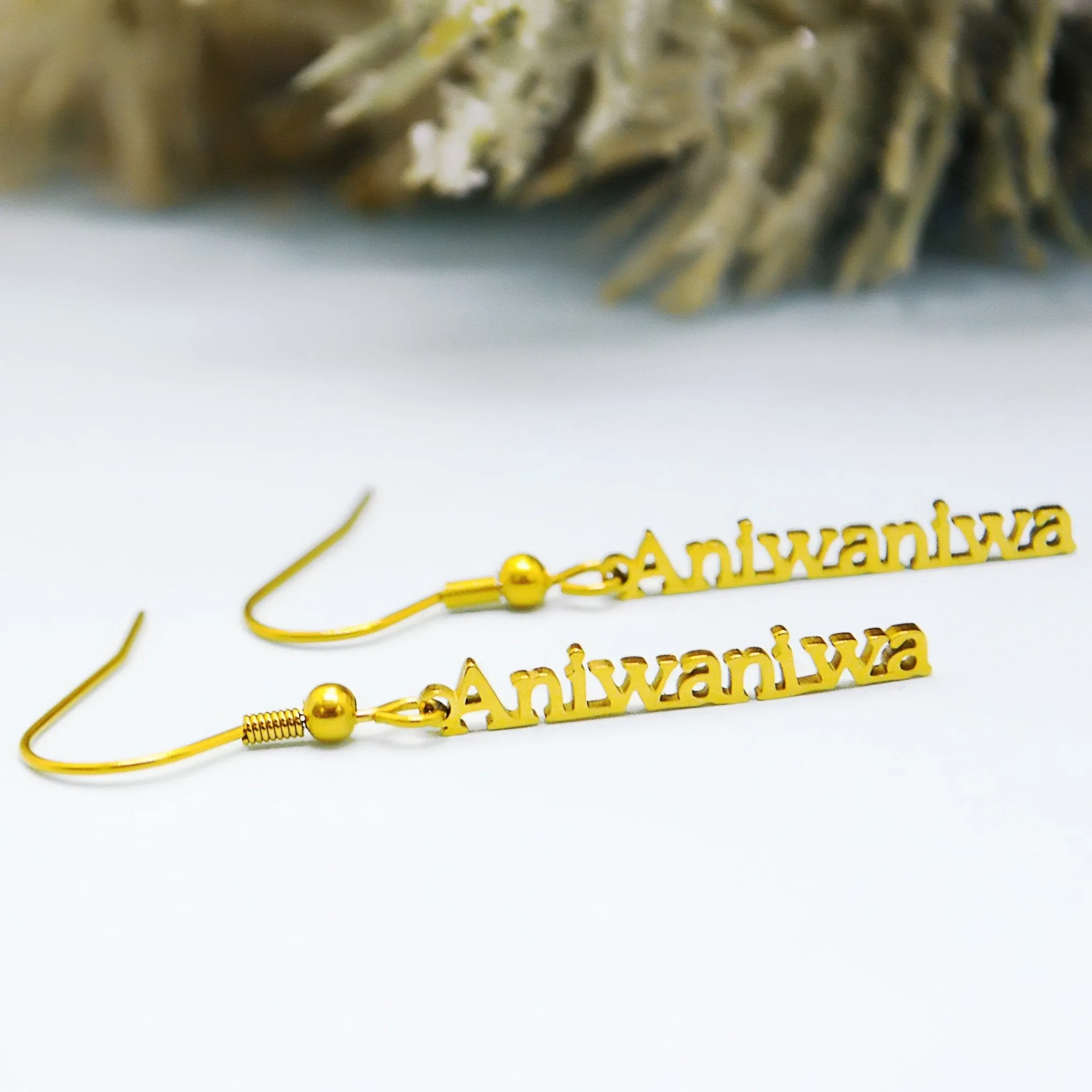 Vertical Name Earrings (Birthstones Optional)