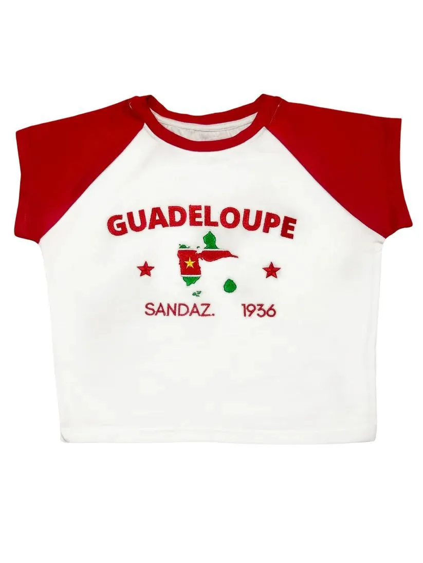 Vibrant Embroidered Letter Graphic Cropped Summer T-Shirt