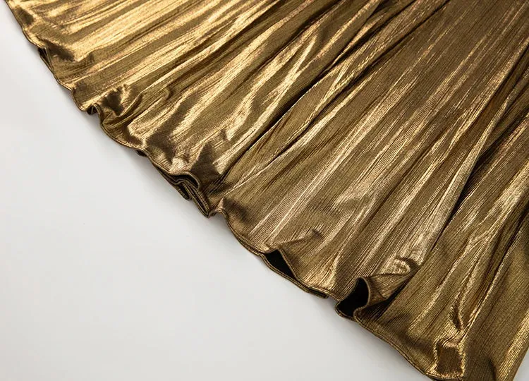 Vienna Metallic Pleated Dress