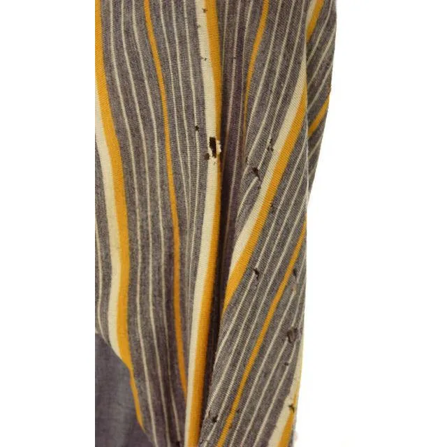 Vintage 1940s Gray Gab/Yellow Stripe Dress for Design Or Remodel S/M