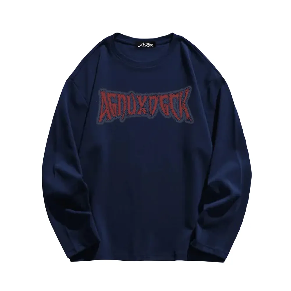 Vintage Bold Jesus Letter Graphic Long Sleeve Shirt