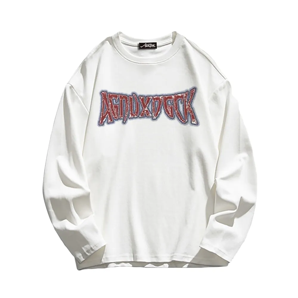 Vintage Bold Jesus Letter Graphic Long Sleeve Shirt