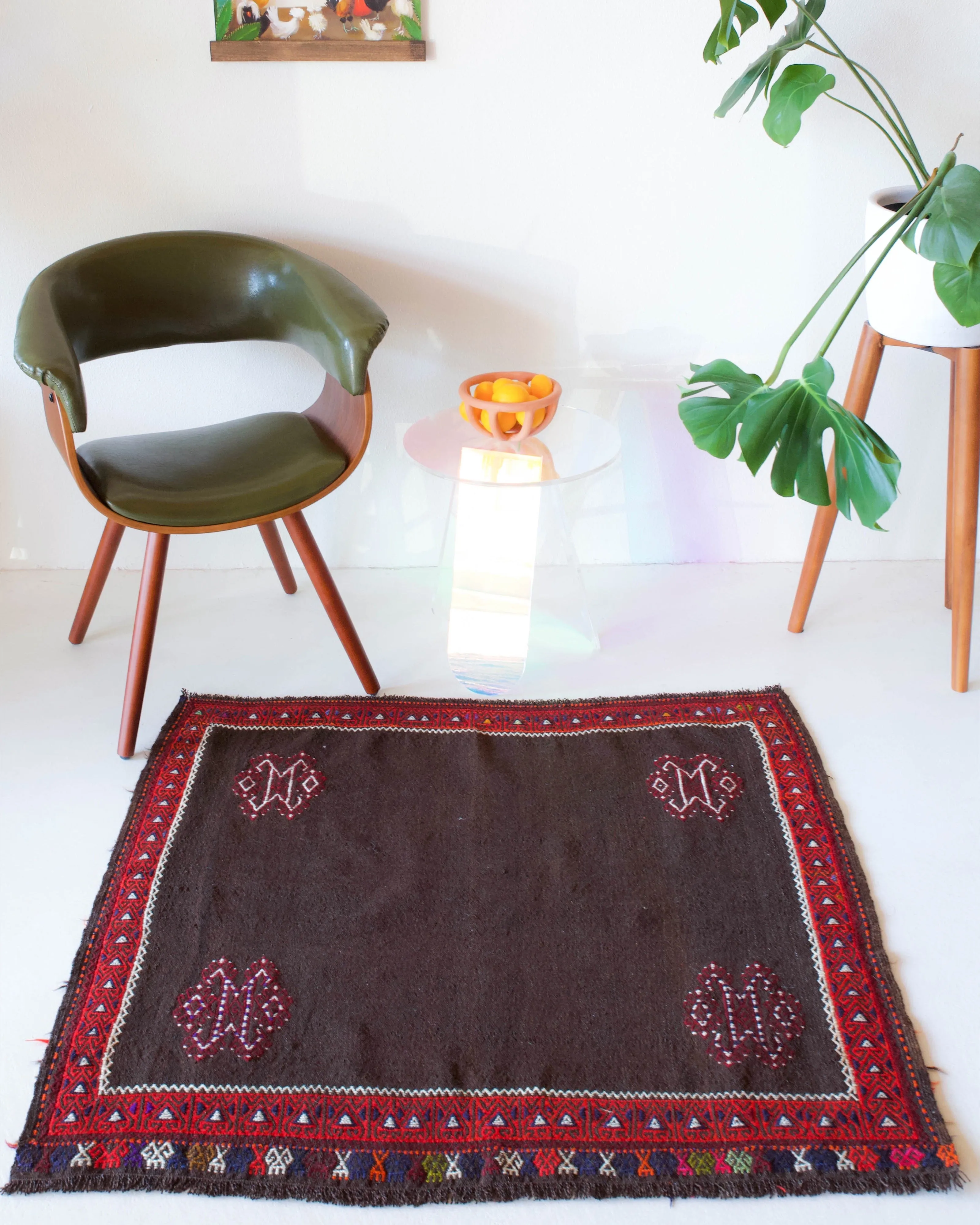 Vintage Mini Turkish Kilim Rug 3'10"x3'7"