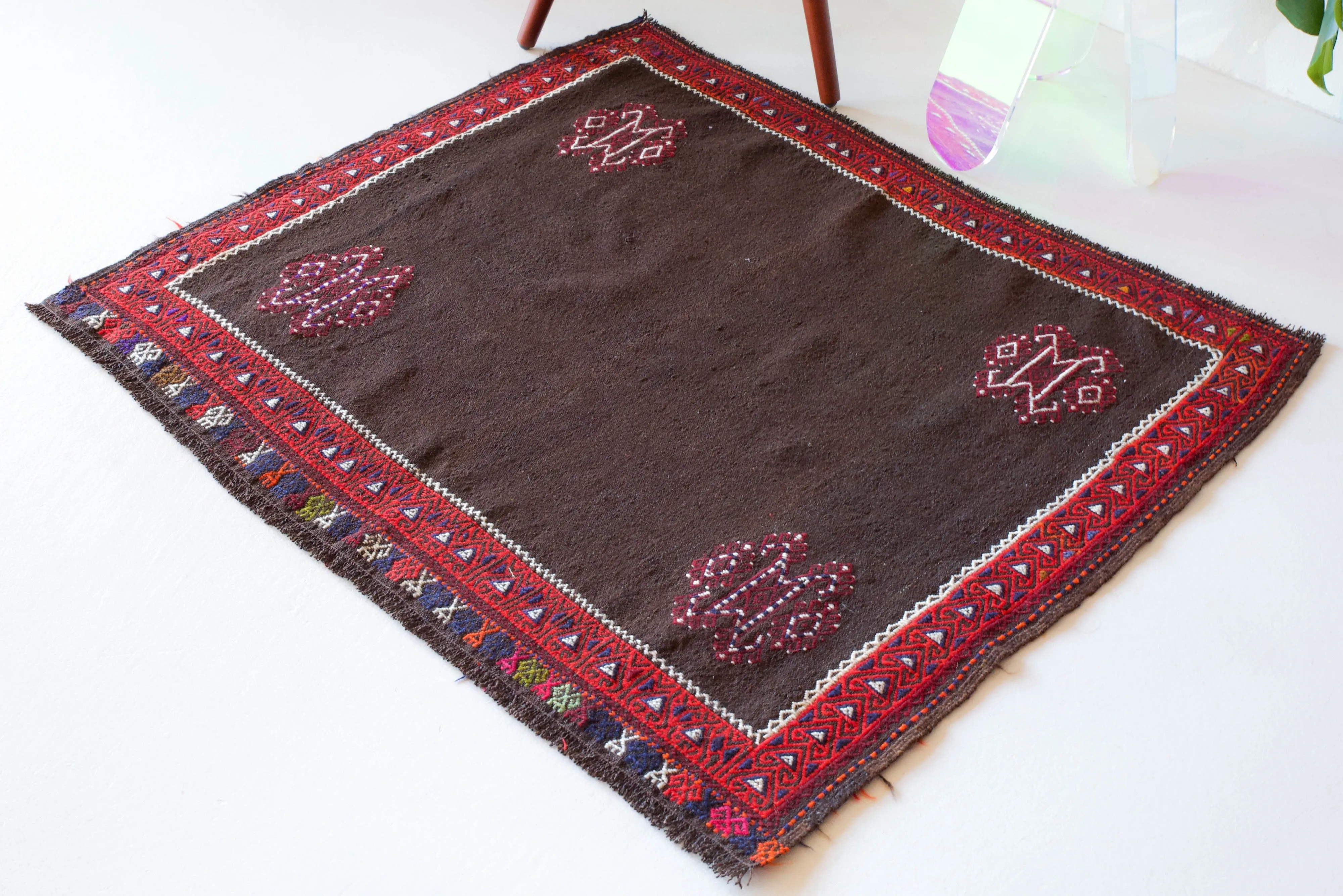 Vintage Mini Turkish Kilim Rug 3'10"x3'7"