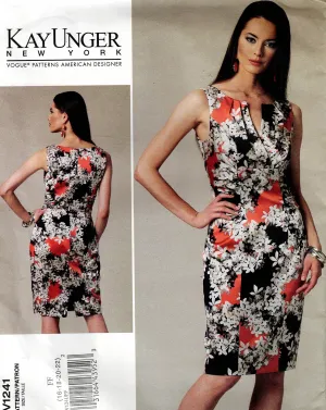 Vogue American Designer 1241 KAY UNGER Womens Lined Sheath Dress with Ruched Bodice Out Of Print Sewing Pattern Size 16 - 22 UNCUT Factory Folded