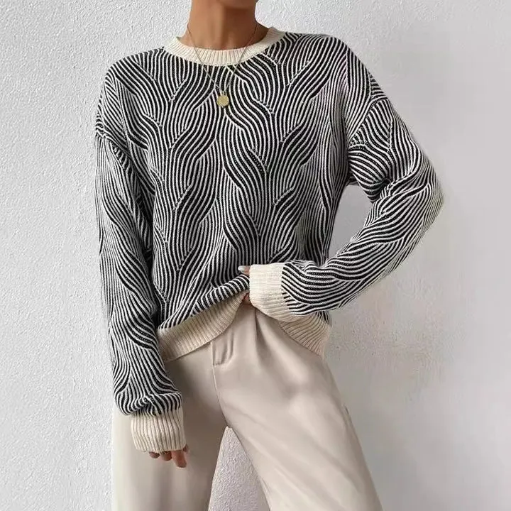 Warm ladies' knitted jumper with turtleneck