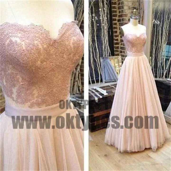 Wedding Dresses, Sweetheart Blush Bowknot Tulle with Lace Wedding Dresses, TYP0681
