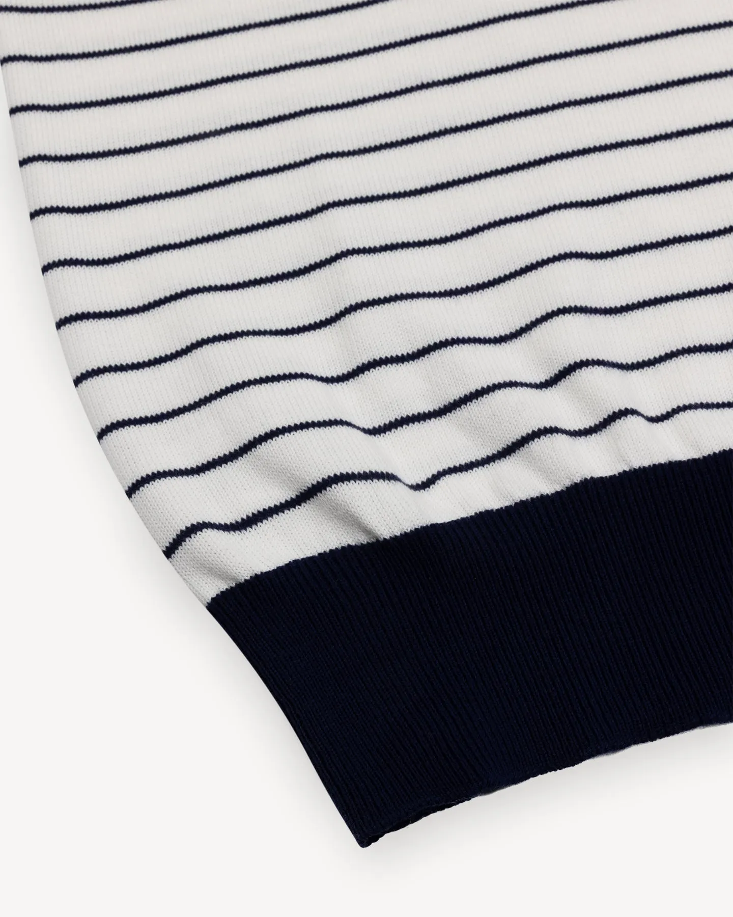 White Navy Breton Stripe Knitted T-Shirt
