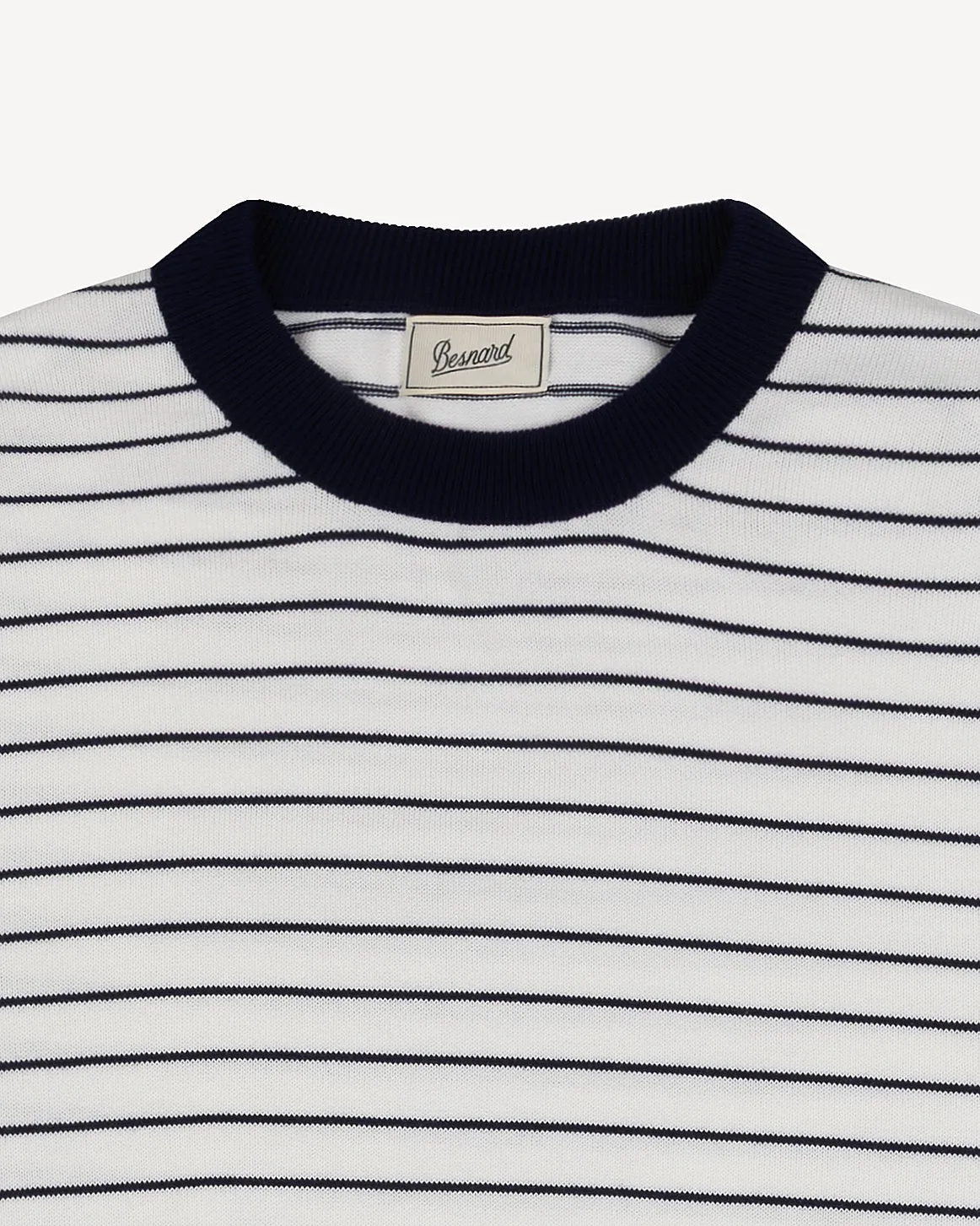 White Navy Breton Stripe Knitted T-Shirt