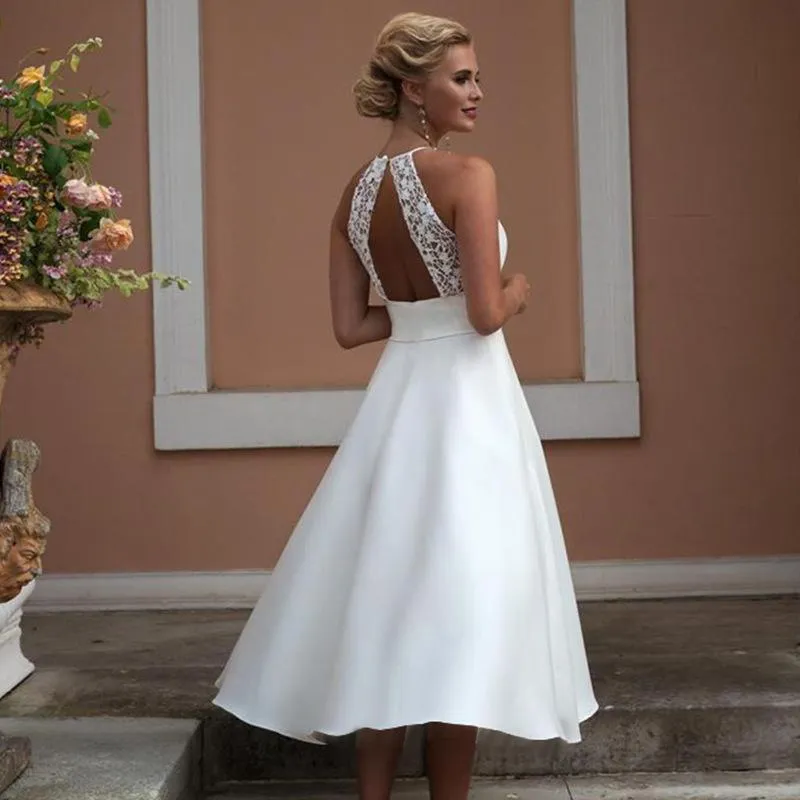 Women Halter Slim Waist Midi Dresses