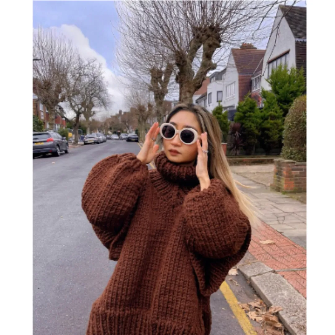 Women's Elegant Oversize Knitted Warm Sweater | Turtle Neck