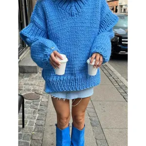 Women's Elegant Oversize Knitted Warm Sweater | Turtle Neck
