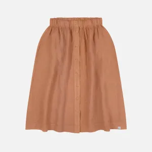 Women's Linen Midi Skirt - Coffee