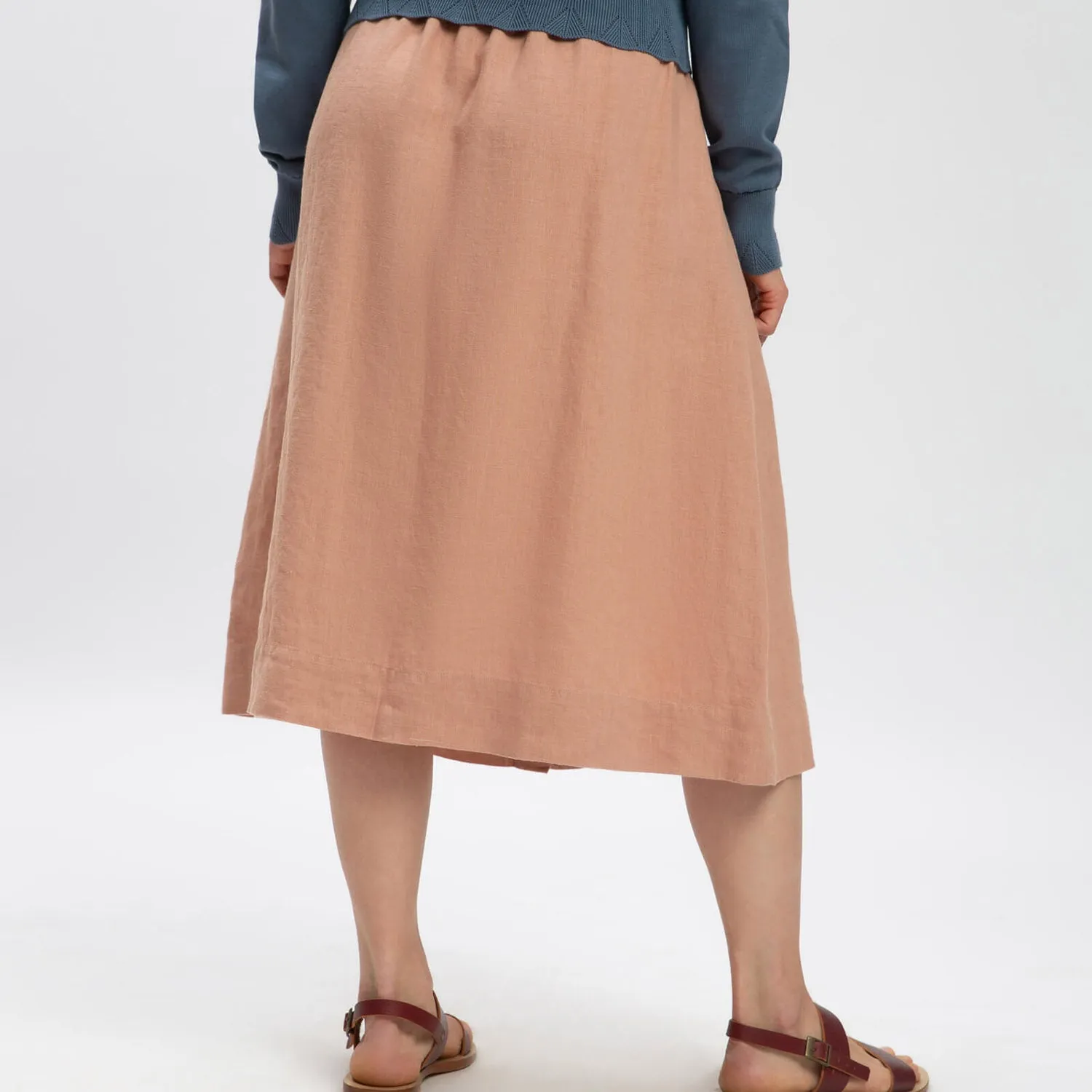 Women's Linen Midi Skirt - Rose