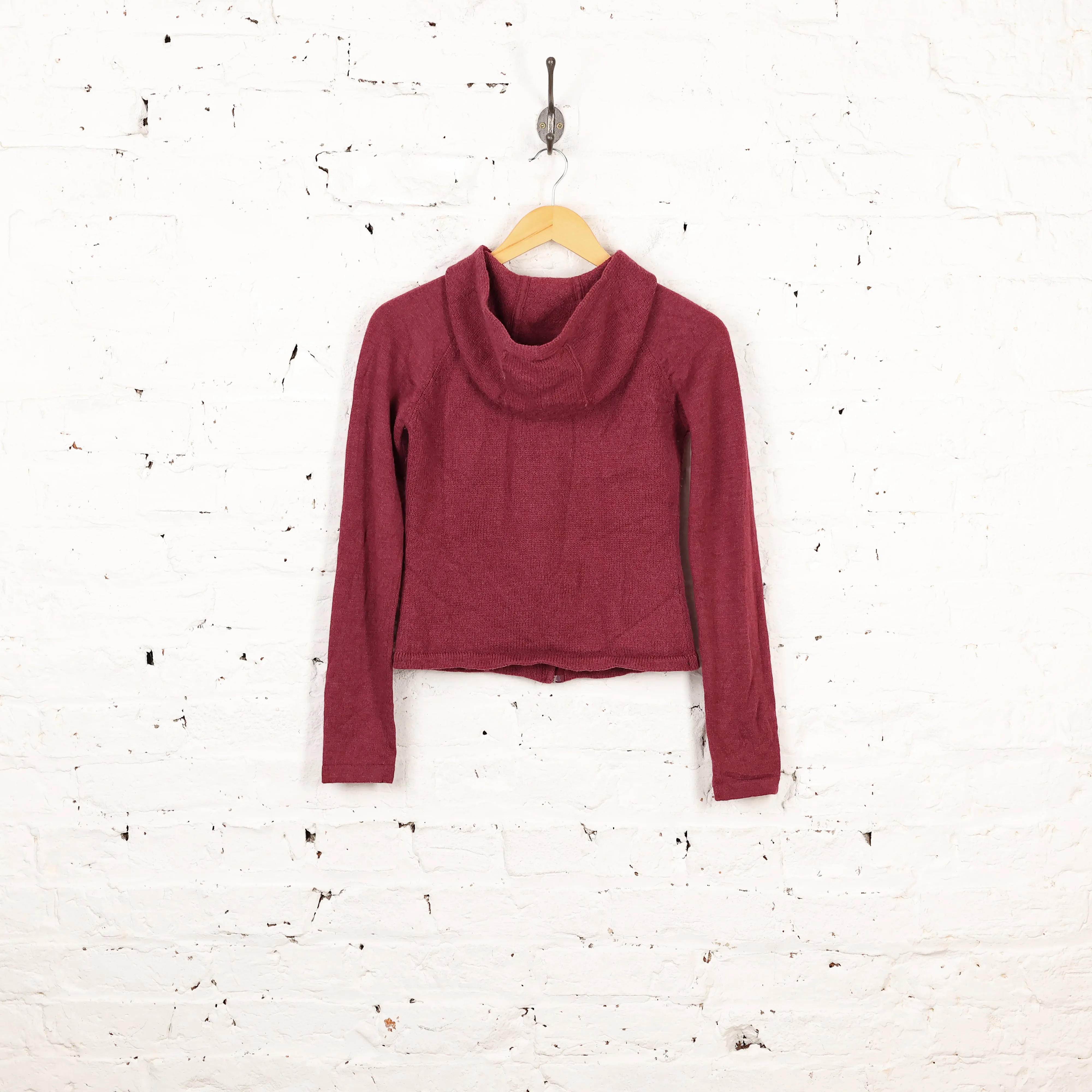 Womens Patagonia Merino Wool Cropped Knit Hoodie - Maroon - Womens S
