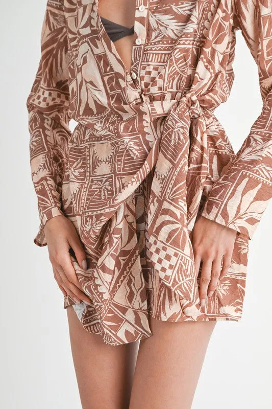 WRAPPED BUTTON UP MINI DRESS