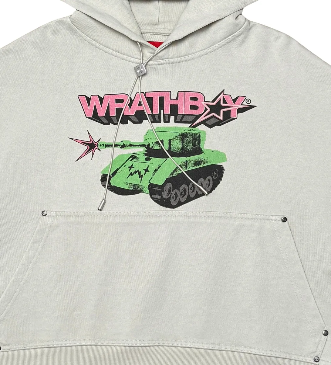 Wrathboy WORLD AT WAR CROPPED HOODIE (CEMENT)