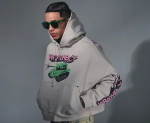 Wrathboy WORLD AT WAR CROPPED HOODIE (CEMENT)