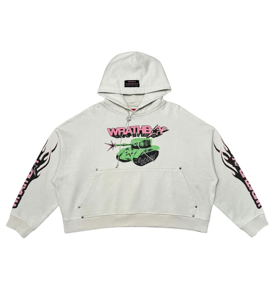 Wrathboy WORLD AT WAR CROPPED HOODIE (CEMENT)