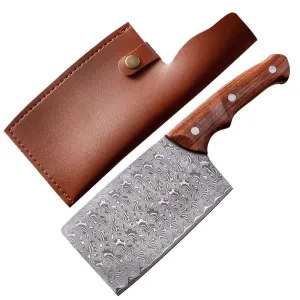 XITUO 67-layer Damascus steel kitchen knife household slicing knife sharp mahogany handle