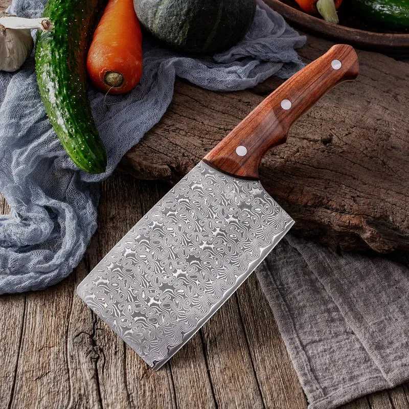 XITUO 67-layer Damascus steel kitchen knife household slicing knife sharp mahogany handle