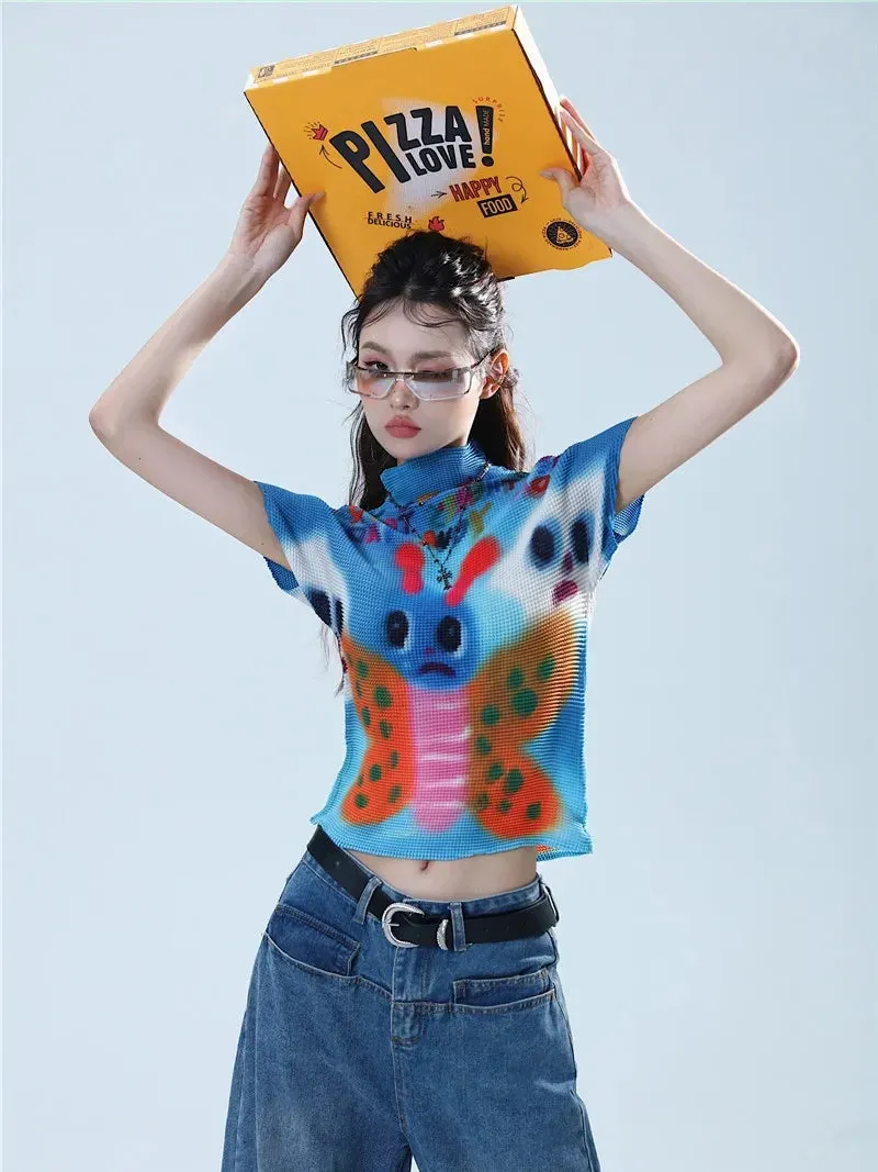 Y2K Cartoon Butterfly Top