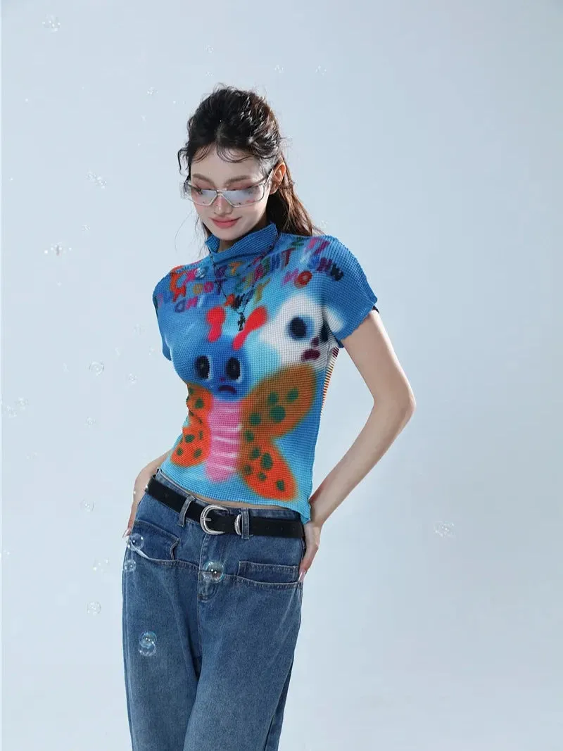 Y2K Cartoon Butterfly Top
