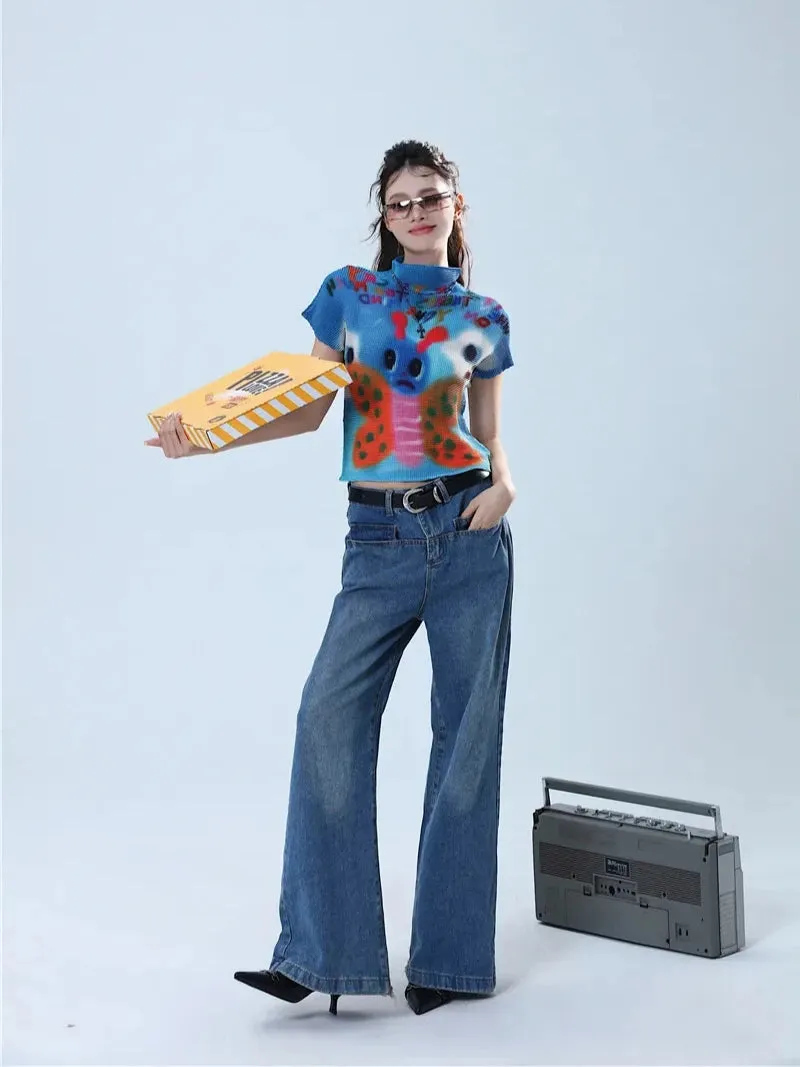 Y2K Cartoon Butterfly Top