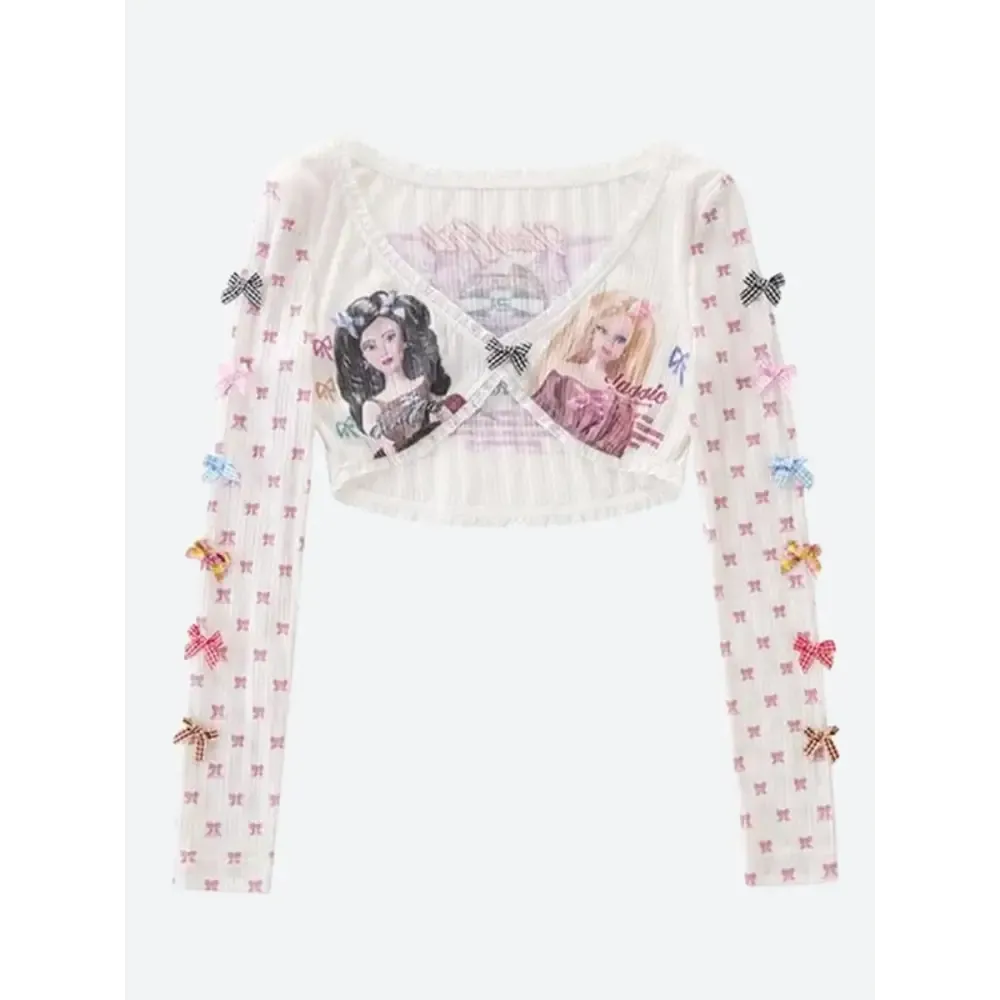 Y2K Coquette Jacket with Playful Print and Form-Fitting Design