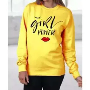 Yellow Power Stylish Printed SweatShirt For Women