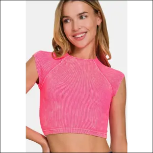 Zenana Ribbed Round Neck Cropped Top - Chic & Stylish
